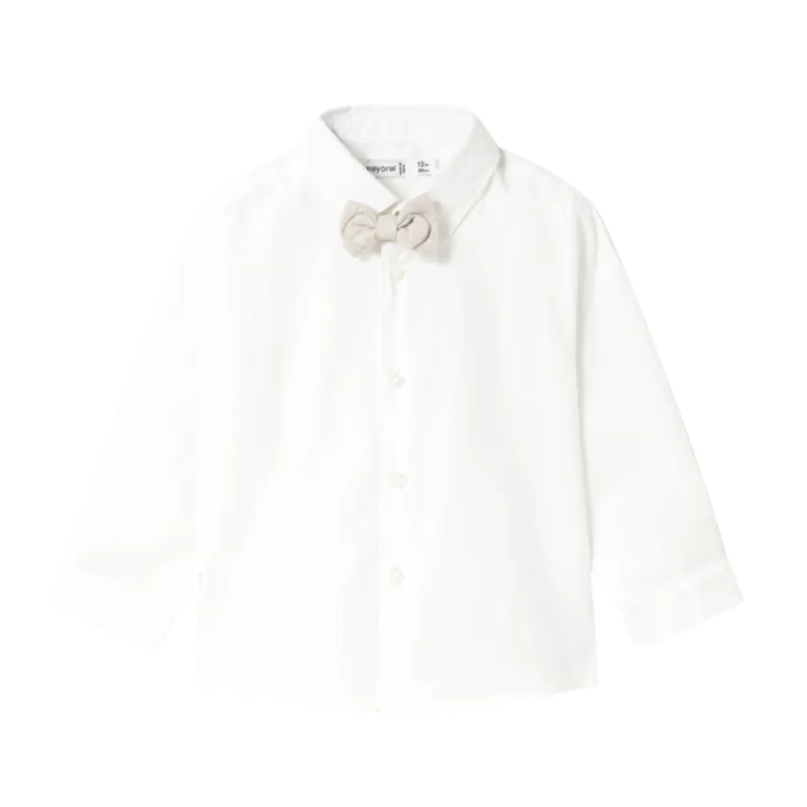 Baby Long Sleeve Shirt and Bow Tie - White by Mayoral - FINAL SALE