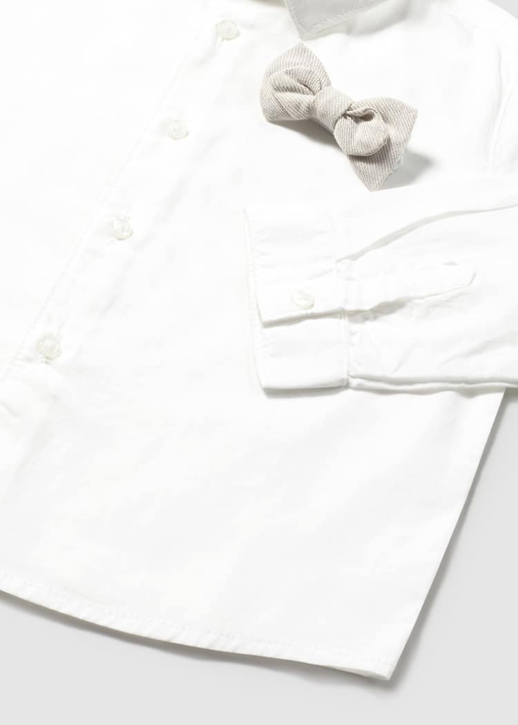 Baby Long Sleeve Shirt and Bow Tie - White by Mayoral - FINAL SALE - Image 3