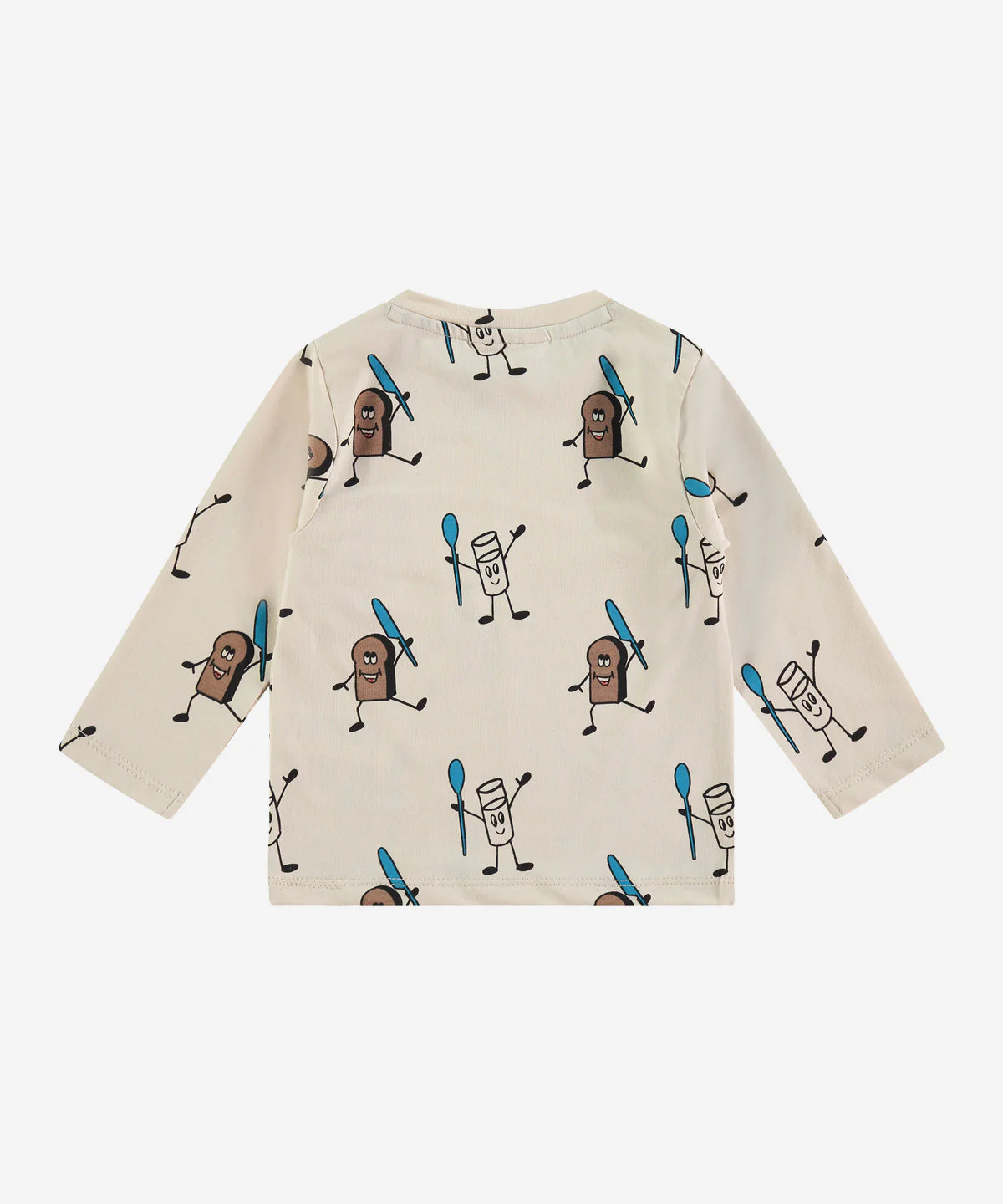 Baby Long Sleeve Tee - Cream Dancing Breakfast Print by Babyface - FINAL SALE - Image 2