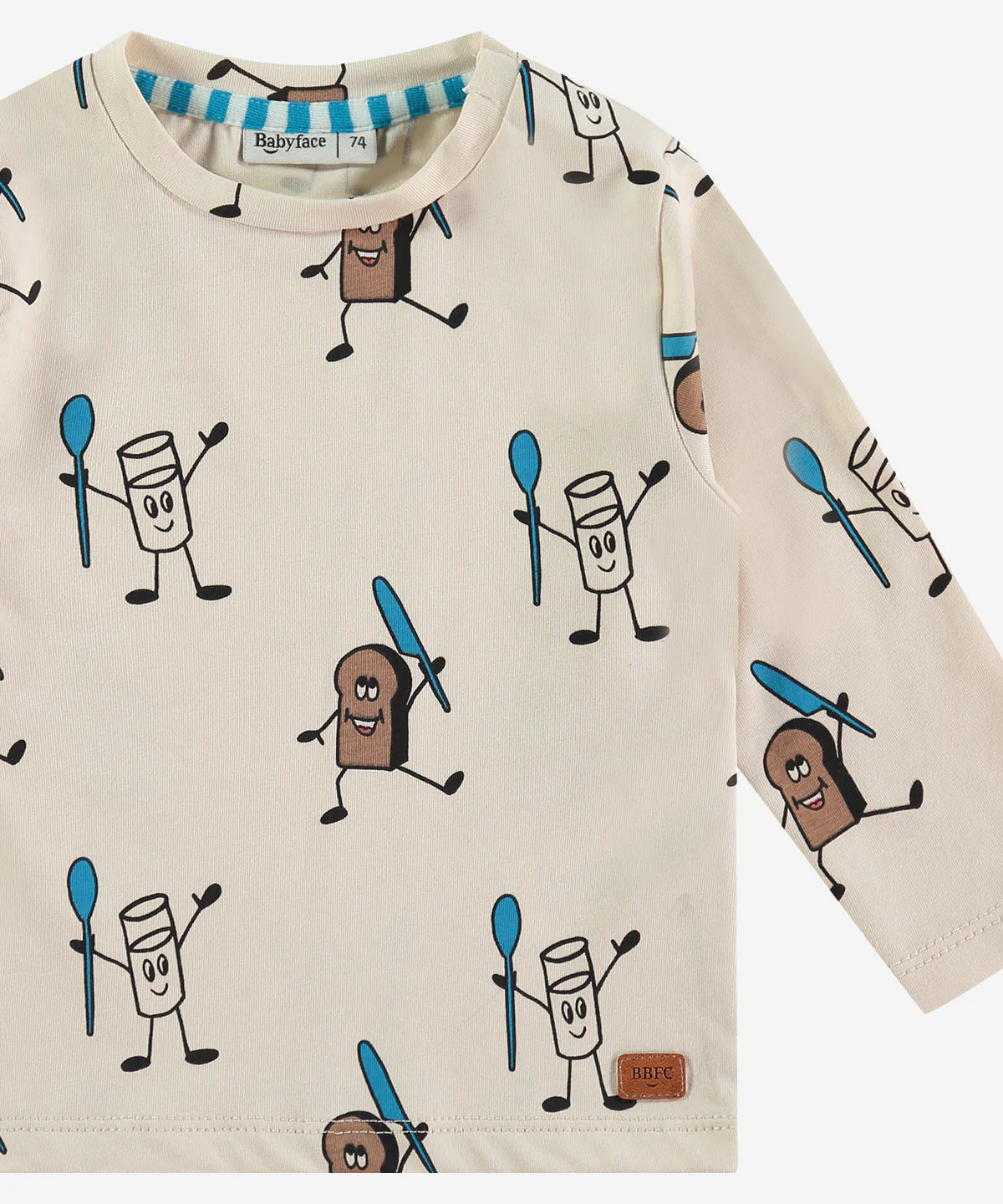 Baby Long Sleeve Tee - Cream Dancing Breakfast Print by Babyface - FINAL SALE - Image 3