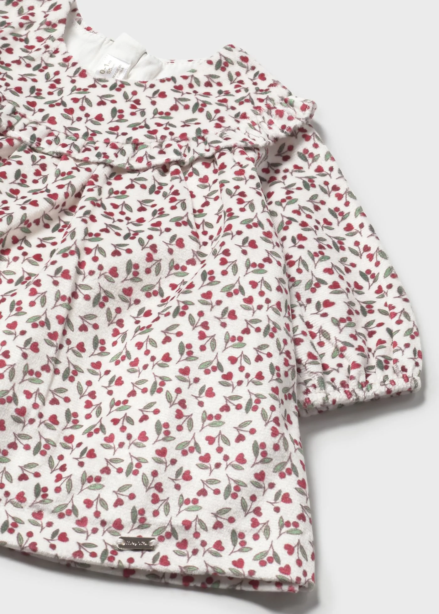 Baby Printed Velvet Dress - Cherry by Mayoral - FINAL SALE - Image 3