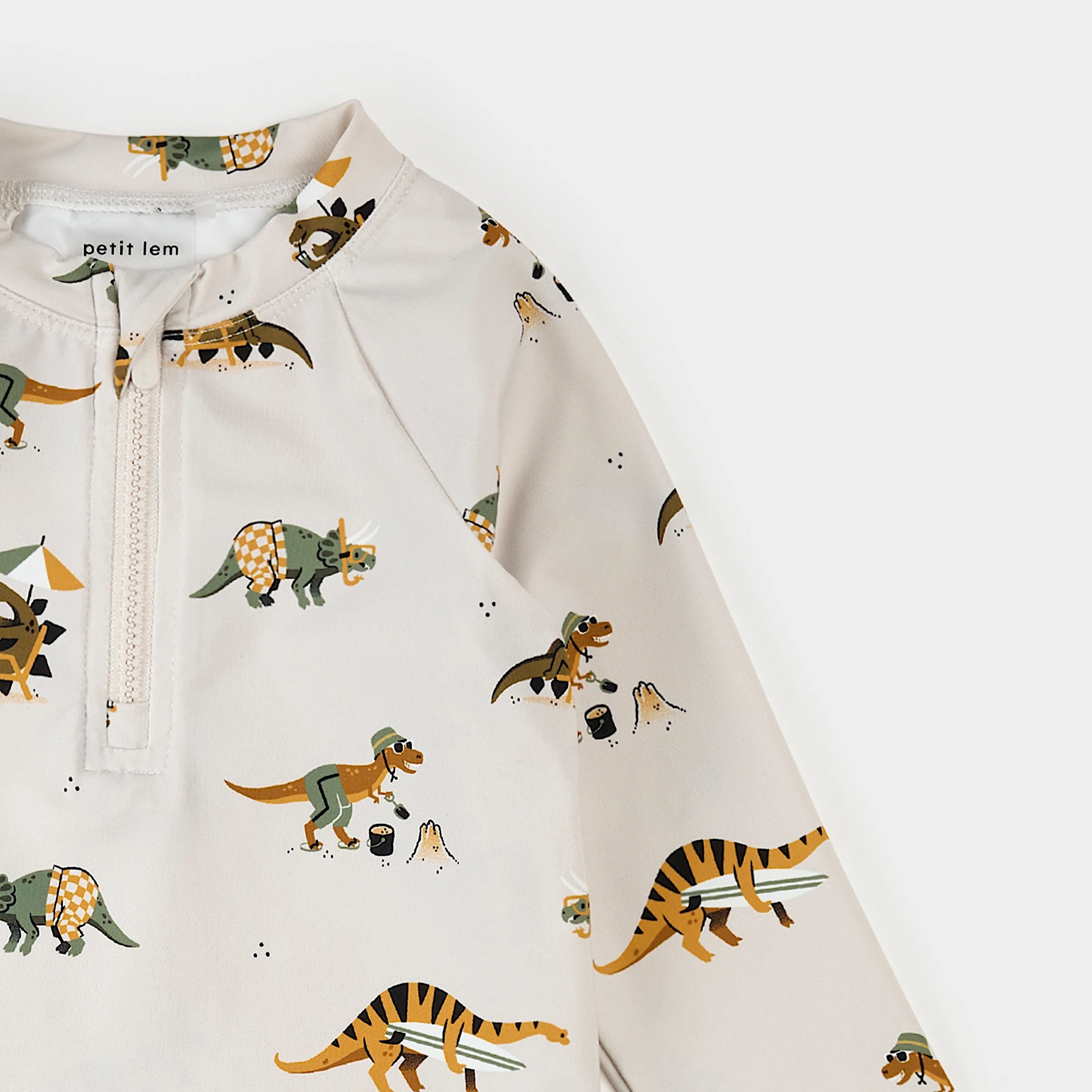 Baby Rashguard Set - Beach Dinos on Sage by Petit Lem - Image 3