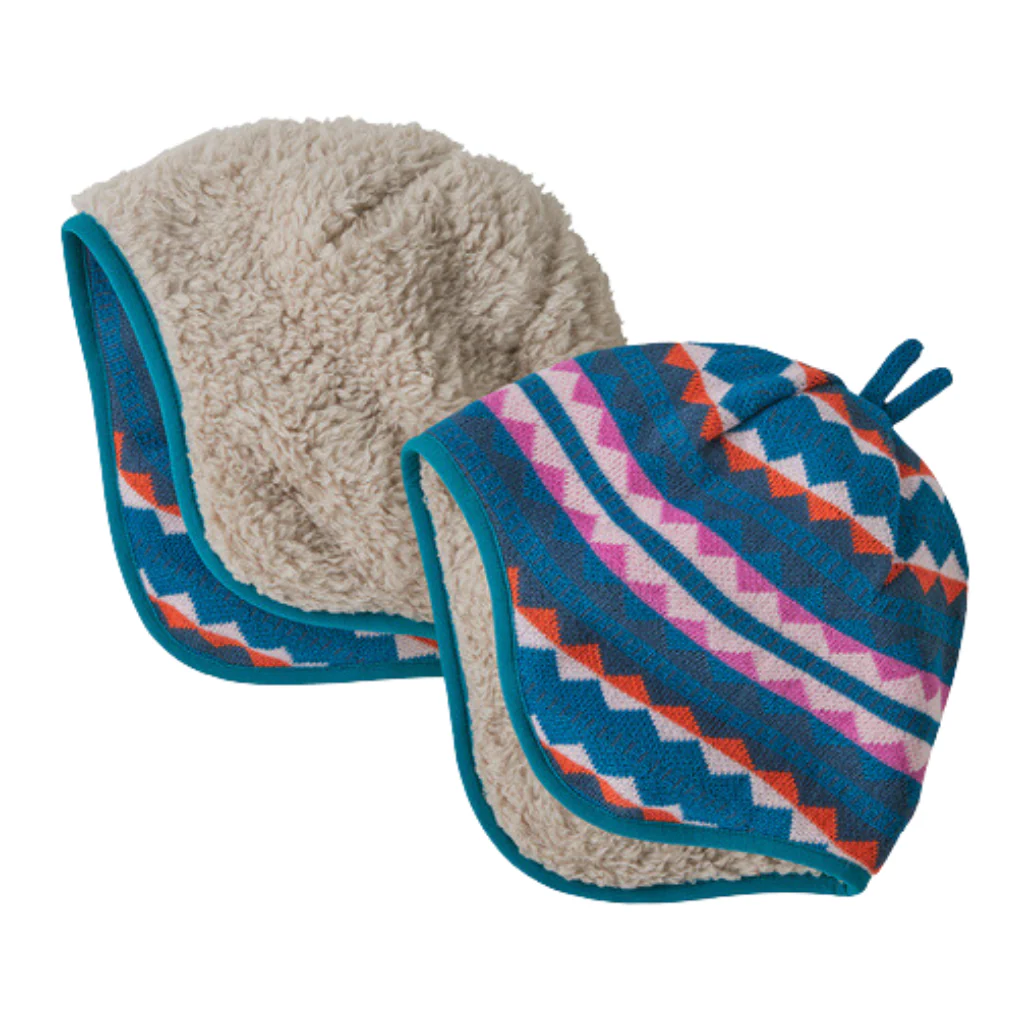 Baby Reversible Beanie - Diamond Stripe Marble Pink by Patagonia - FINAL SALE