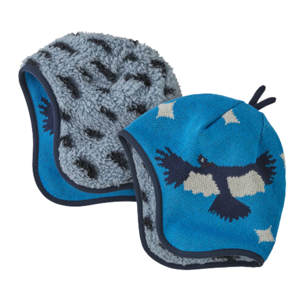 Baby Reversible Beanie - Guanaco Fiesta Blue Bird by Patagonia - FINAL SALE