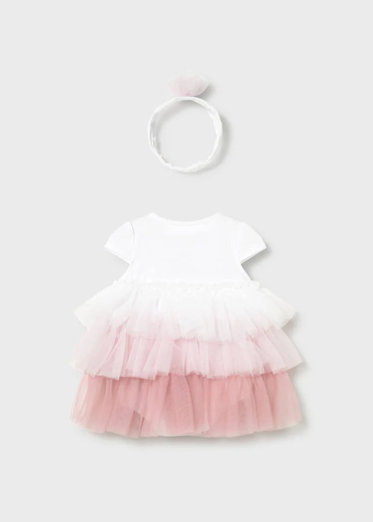 Baby Tulle Dress with Headband - Baby Pink by Mayoral - Image 2