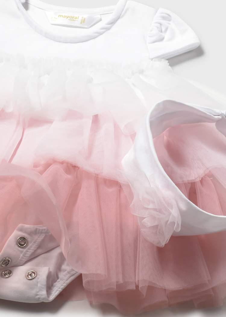 Baby Tulle Dress with Headband - Baby Pink by Mayoral - Image 3