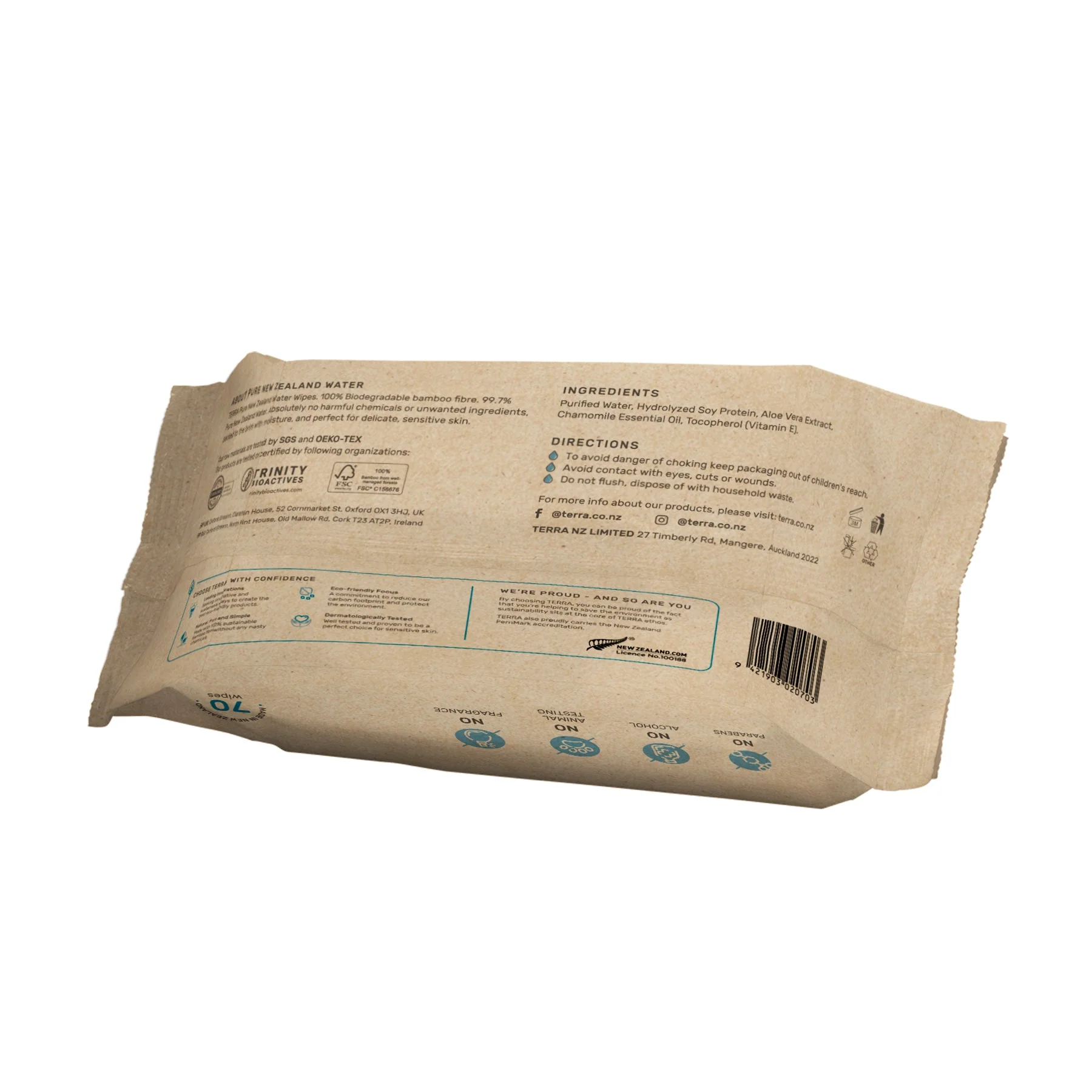 Baby Wipes - NZ Water 70 Pack by Terra - Image 3