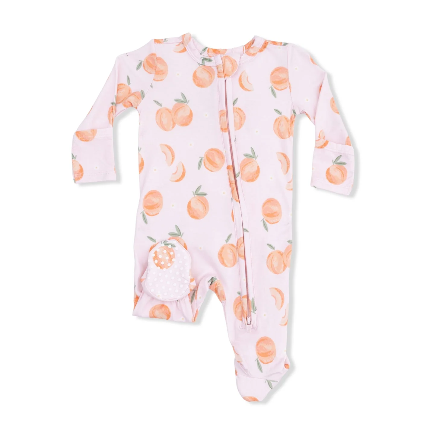 Bamboo 2 Way Ruffle Back Zipper Footie - Sweet Peach by Angel Dear