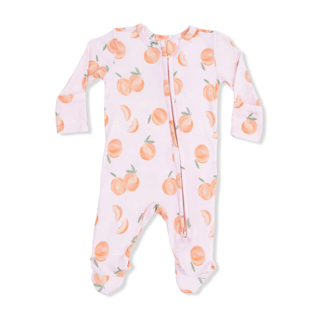 Bamboo 2 Way Ruffle Back Zipper Footie - Sweet Peach by Angel Dear - Image 2