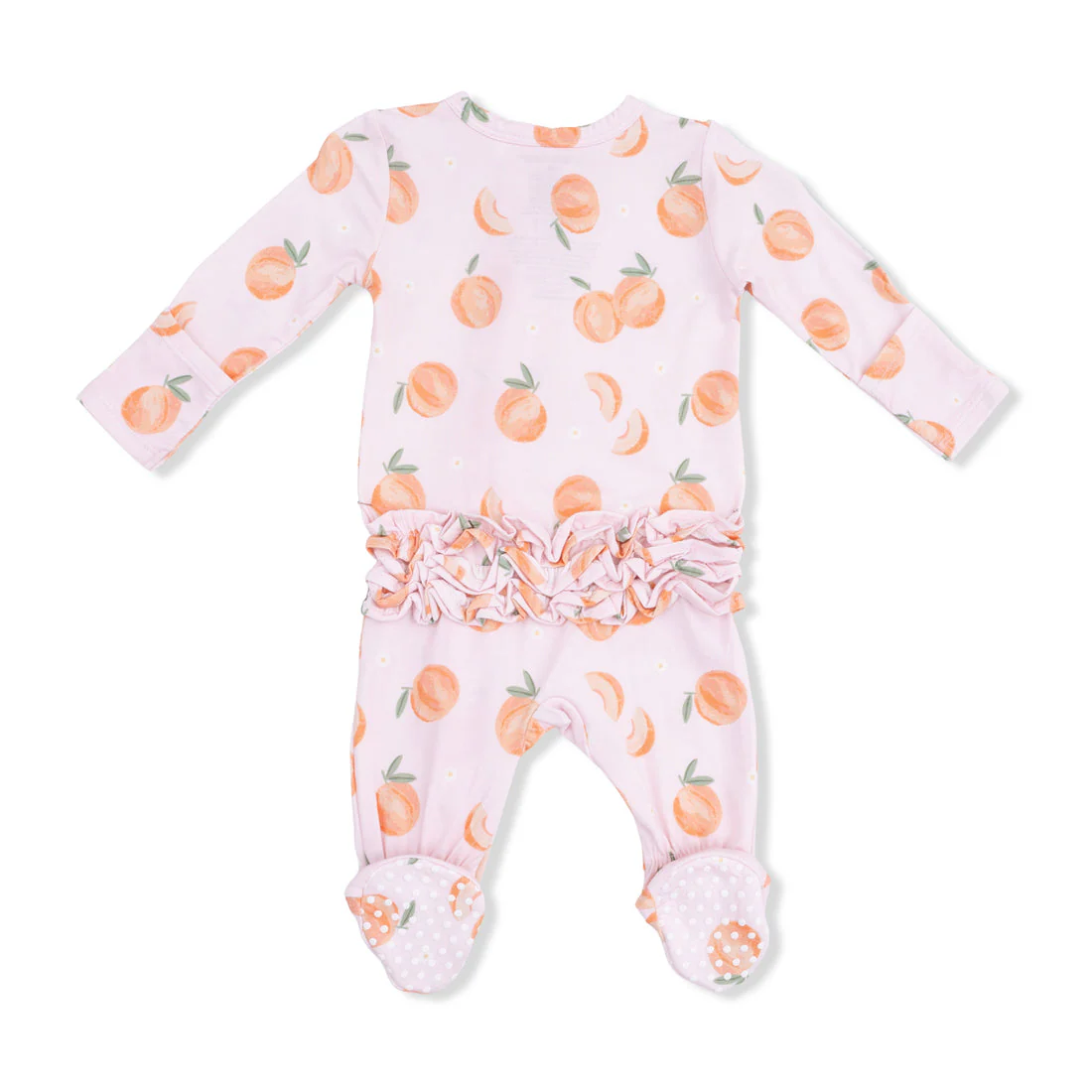 Bamboo 2 Way Ruffle Back Zipper Footie - Sweet Peach by Angel Dear - Image 3