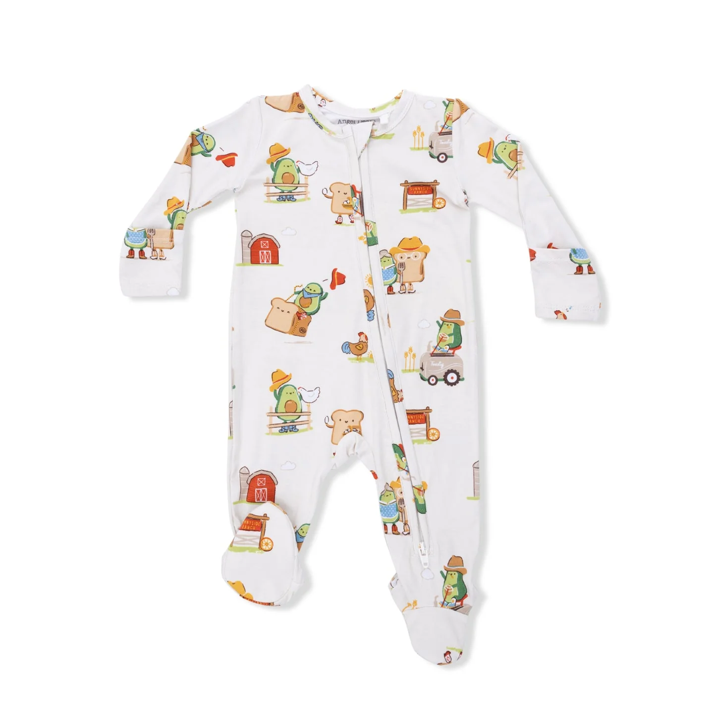 Bamboo 2 Way Zipper Footie - Avocado Toast by Angel Dear - Image 3