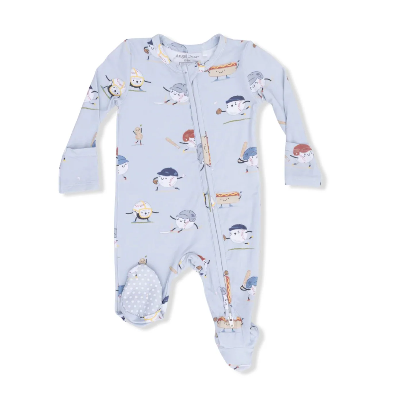 Bamboo 2 Way Zipper Footie - Baseballs Playing Baseball by Angel Dear