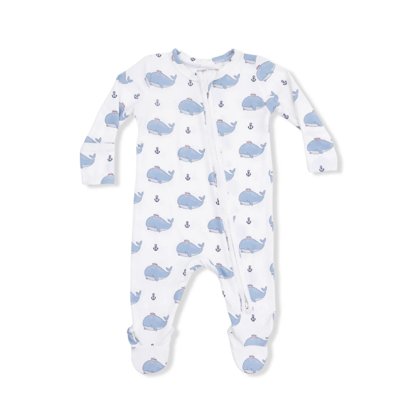 Bamboo 2 Way Zipper Footie - Bubbly Sailor Whales by Angel Dear