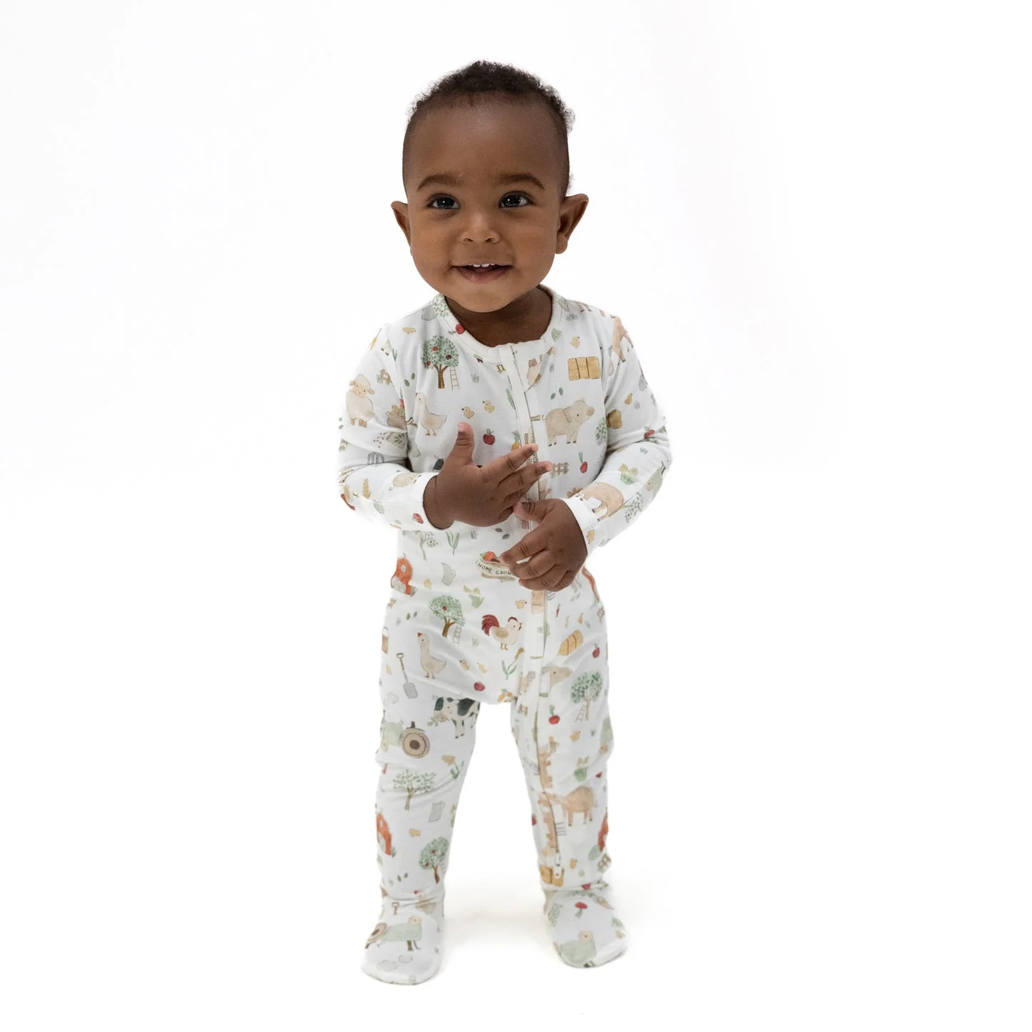 Bamboo 2 Way Zipper Footie - Cute Farm Animals by Angel Dear - FINAL SALE - Image 2