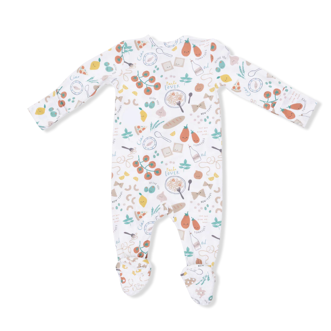 Bamboo 2 Way Zipper Footie - Pasta Lovers by Angel Dear - Image 3