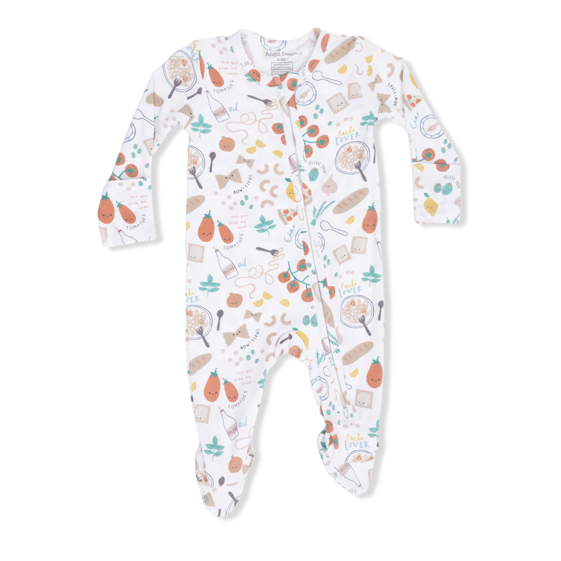 Bamboo 2 Way Zipper Footie - Pasta Lovers by Angel Dear - Image 4