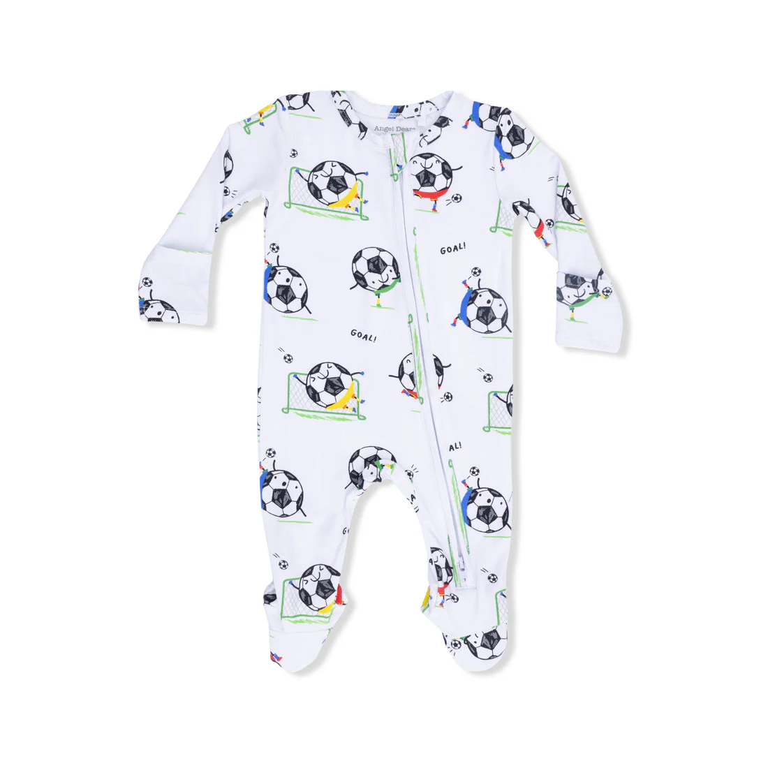 Bamboo 2 Way Zipper Footie - Soccer Balls Playing Soccer  by Angel Dear - Image 4