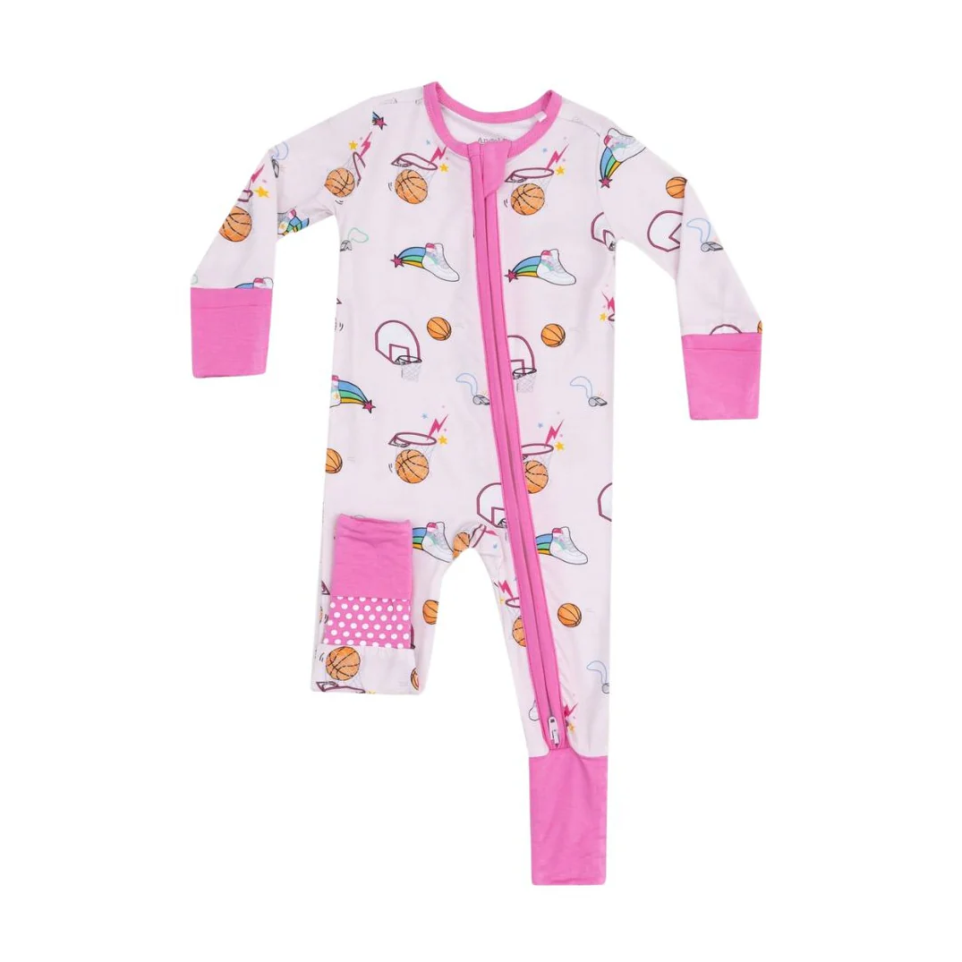 Bamboo 2 Way Zipper Romper - Basketball Pink by Angel Dear - FINAL SALE