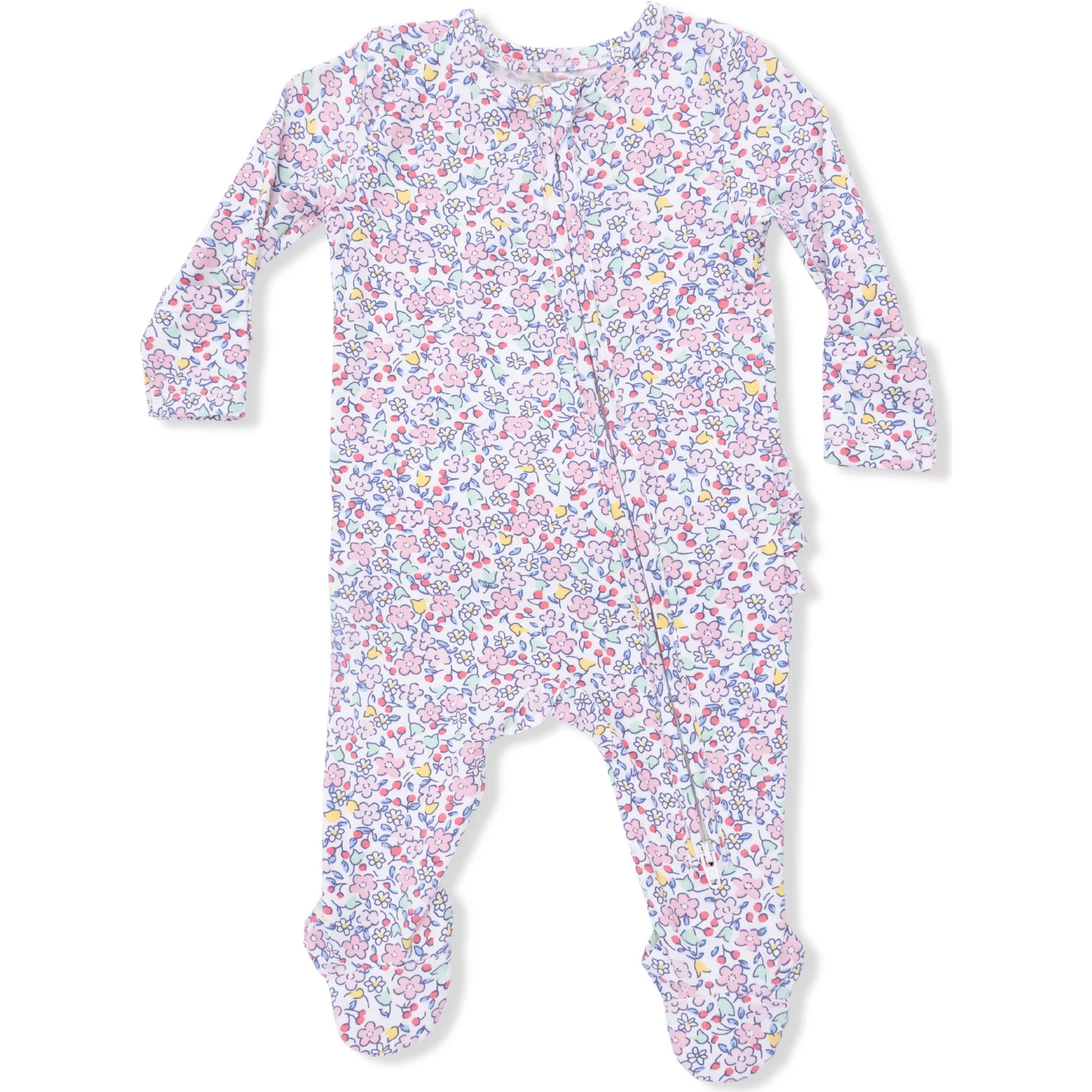 Bamboo 2 Way Zipper Ruffle Back Footie - Elizabeth's Garden by Angel Dear - Image 3