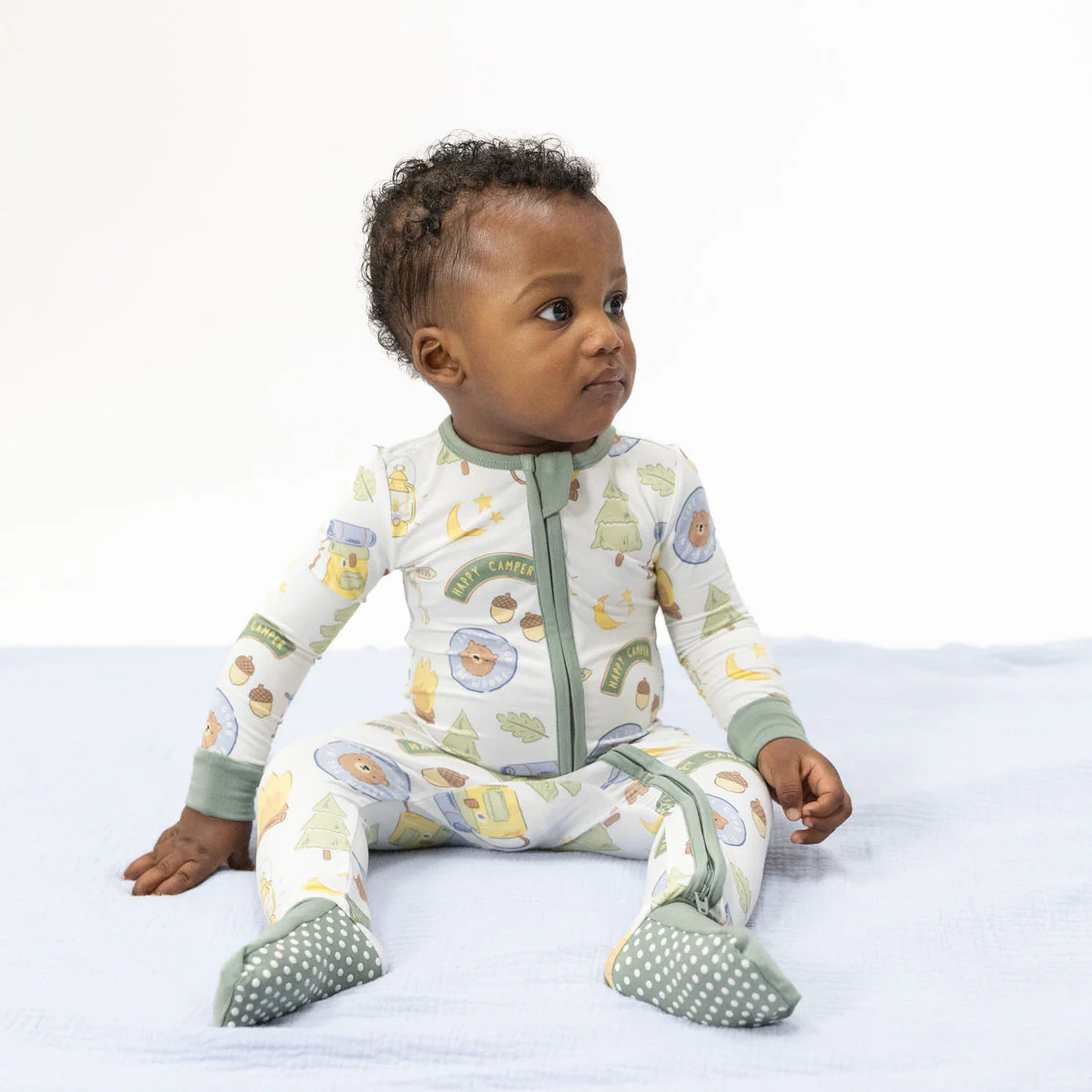 Bamboo Convertible Romper - Camping Blue by Angel Dear - Image 2