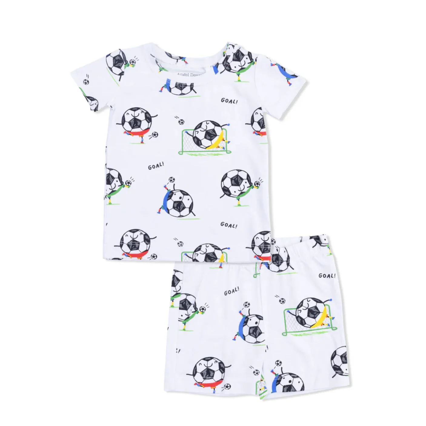 Bamboo Lounge Wear Short Set - Soccer Balls Playing Soccer by Angel Dear