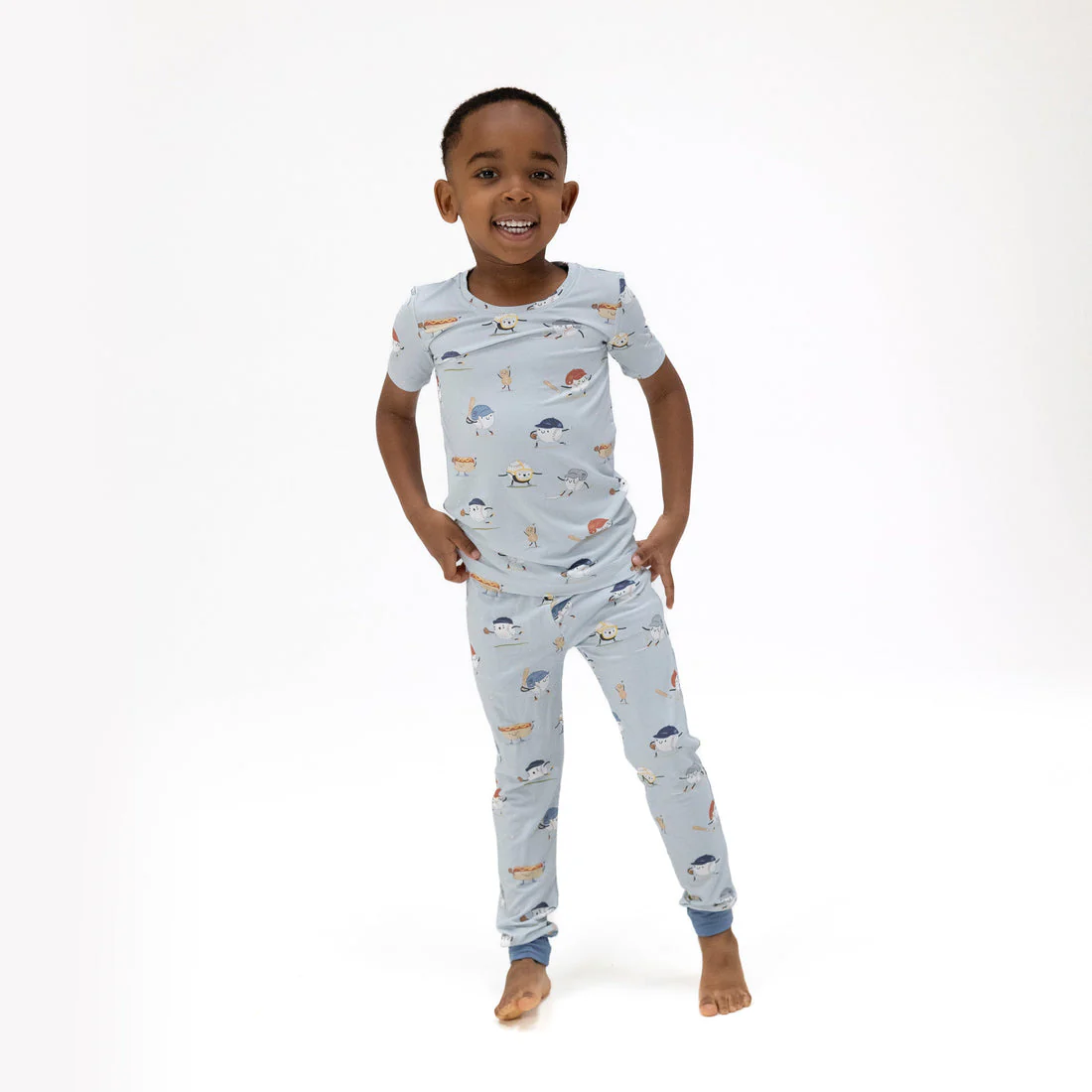 Bamboo Short Sleeve Loungwear Set - Baseballs Playing Baseball by Angel Dear - Image 2