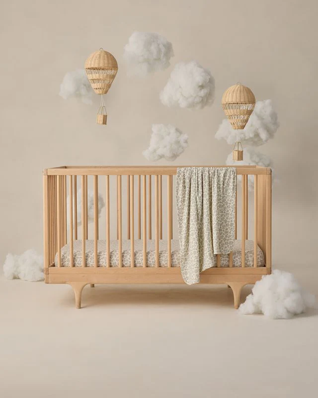 Bamboo Swaddle - Blue Floral by Quincy Mae - Image 2