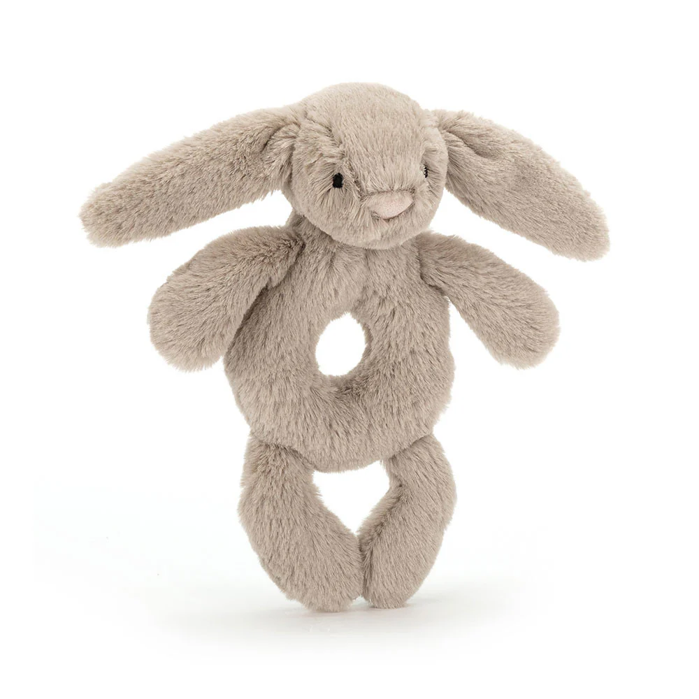 Bashful Grey Bunny Ring Rattle by Jellycat