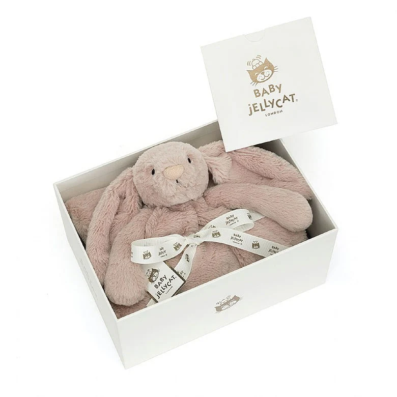 Bashful Luxe Bunny Rosa Blankie in Gift Box by Jellycat - Image 2