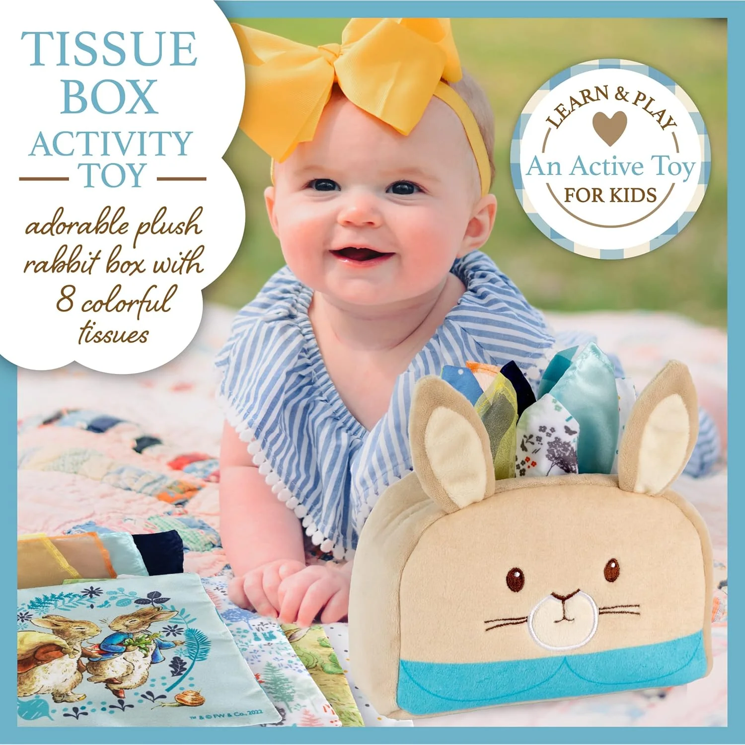 Beatrix Potter Peter Rabbit Tissue Box Toy by Kids Preferred - Image 3