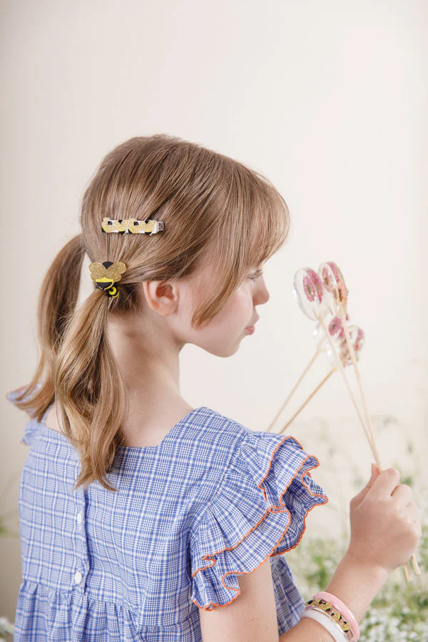 Bee Kind and Pink Bow Hair Clips by Lilies & Roses NY - Image 2