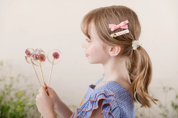 Bee Kind and Pink Bow Hair Clips by Lilies & Roses NY - Image 3