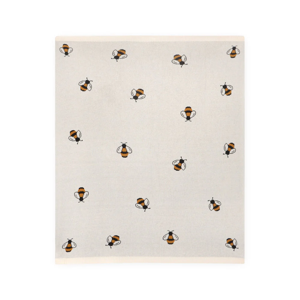 Organic Cotton Jacquard Sweater Knit Baby Blanket  - Bee by Viverano Organics