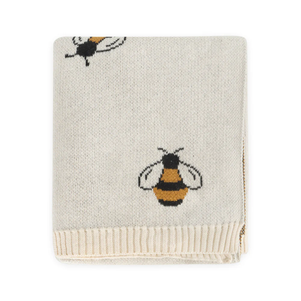 Organic Cotton Jacquard Sweater Knit Baby Blanket  - Bee by Viverano Organics - Image 3
