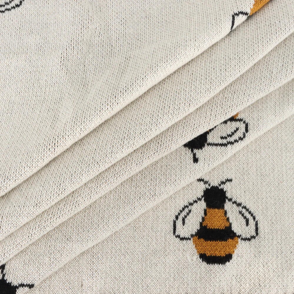 Organic Cotton Jacquard Sweater Knit Baby Blanket  - Bee by Viverano Organics - Image 4