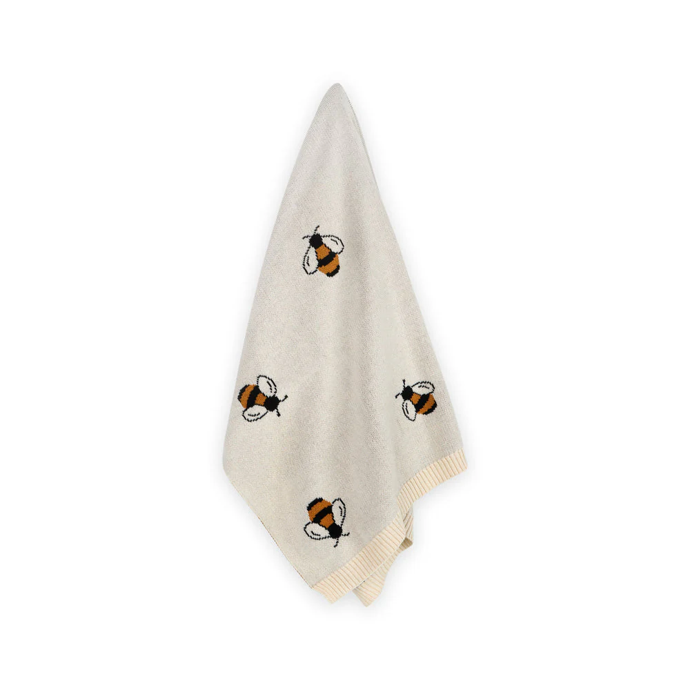 Organic Cotton Jacquard Sweater Knit Baby Blanket  - Bee by Viverano Organics - Image 5