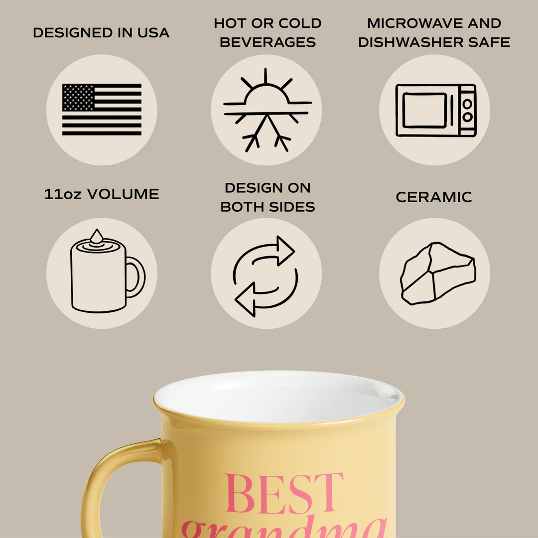 Best Grandma Ever 11oz Campfire Mug - Yellow/Pink by Sweet Water Decor - Image 2