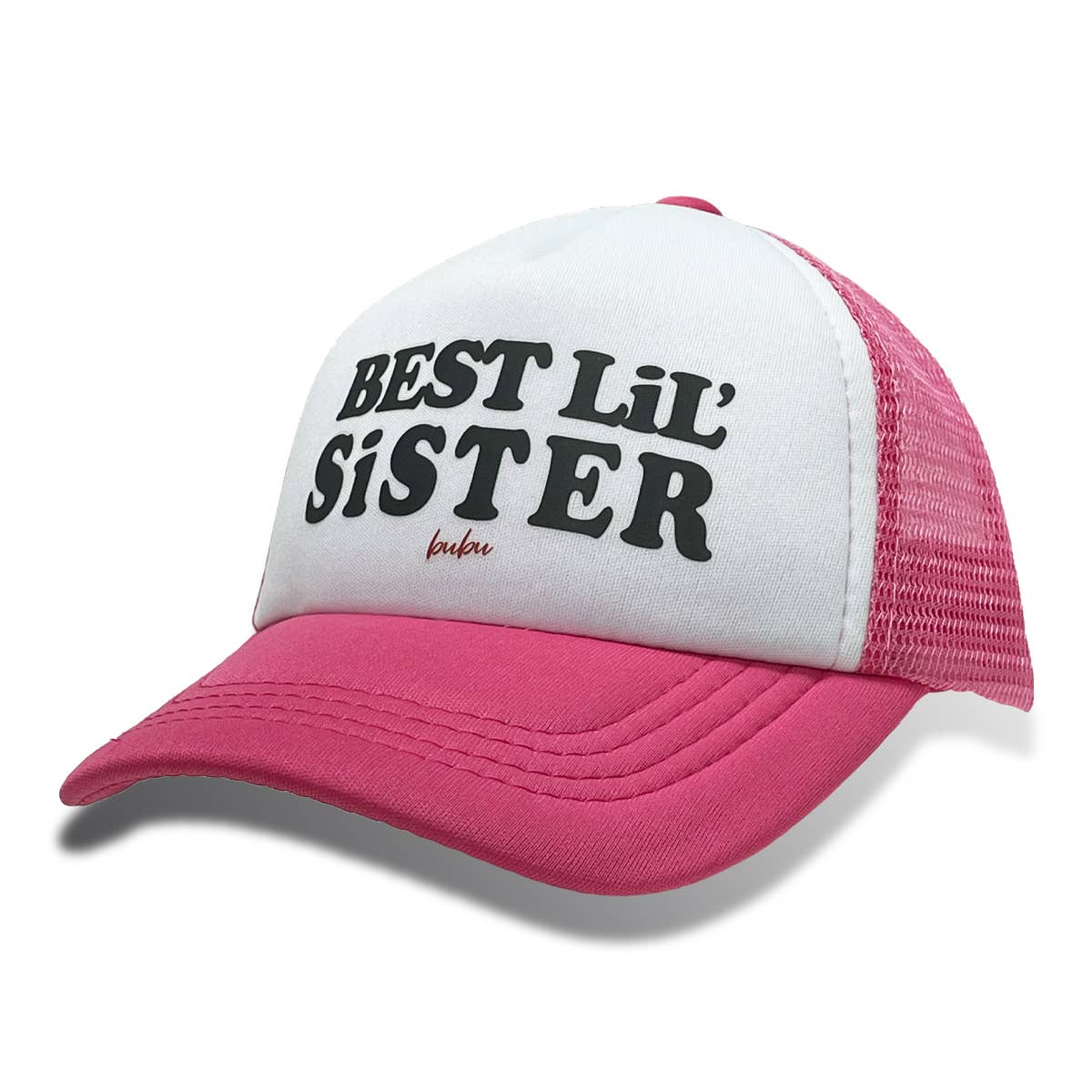 Best Lil' Sister Trucker Hat - Hot Pink by Bubu - Image 3