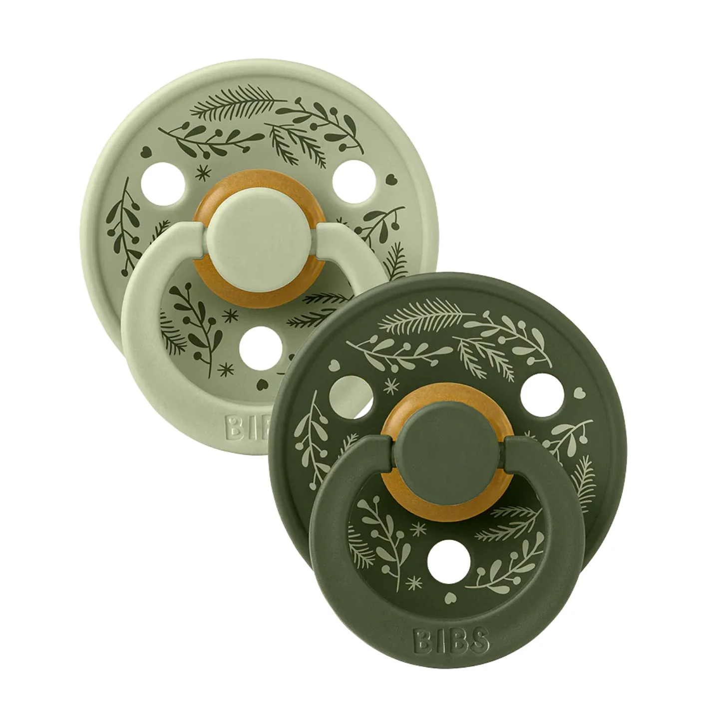 Bibs Colour Pacifier 2 Pack - Holiday Leaf Sage/Hunter Green