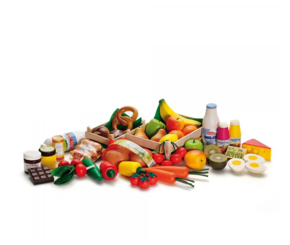 Big Box of Wooden Play Food Assortment (43 Pieces) by Erzi - Image 2