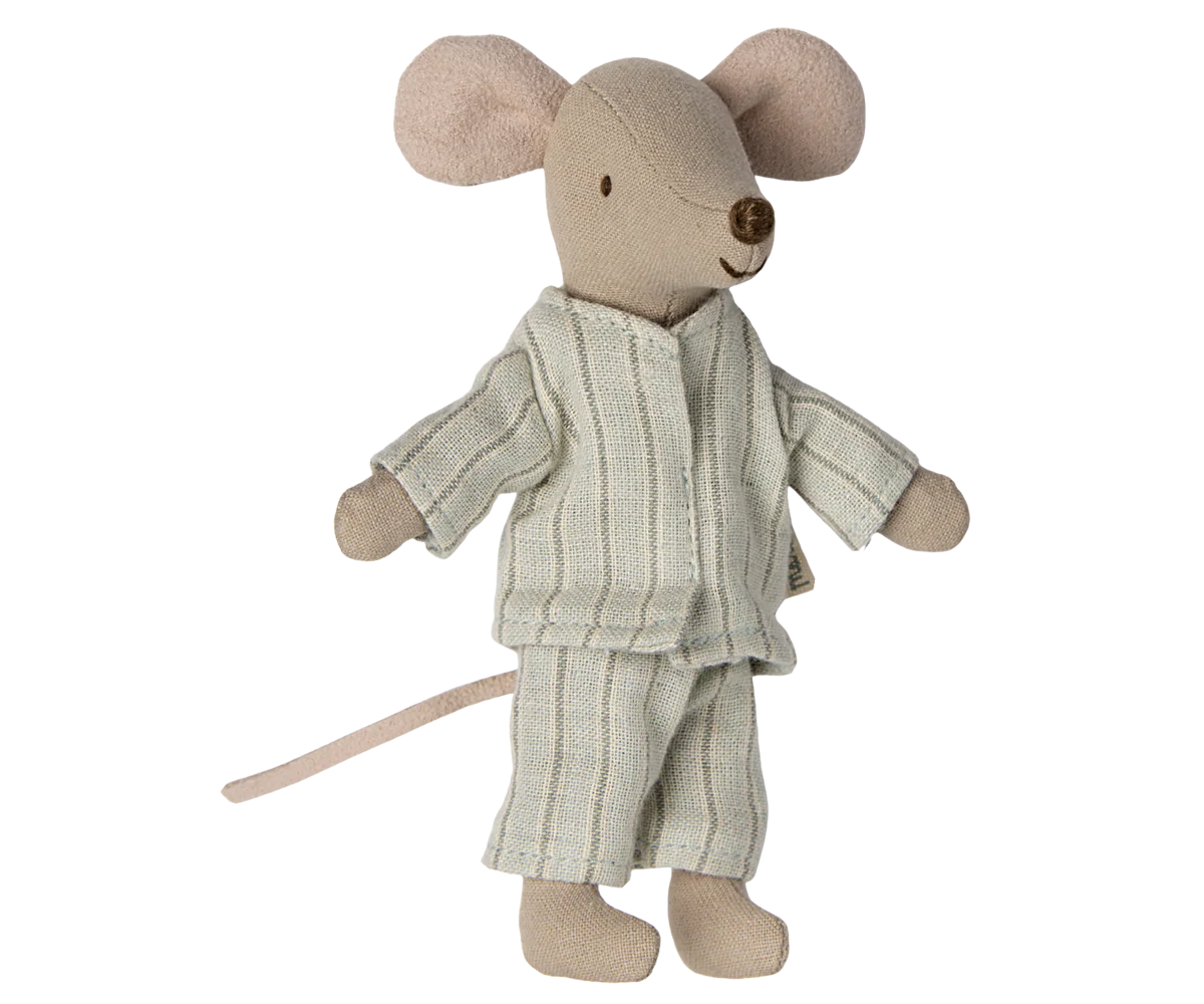 Big Brother Mouse in Matchbox - Mint Striped Pajamas by Maileg - Image 3