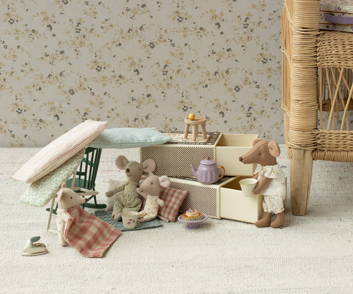 Big Sister Mouse in Matchbox - Floral Pajamas by Maileg - Image 2