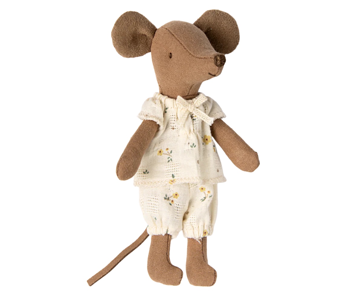 Big Sister Mouse in Matchbox - Floral Pajamas by Maileg - Image 4