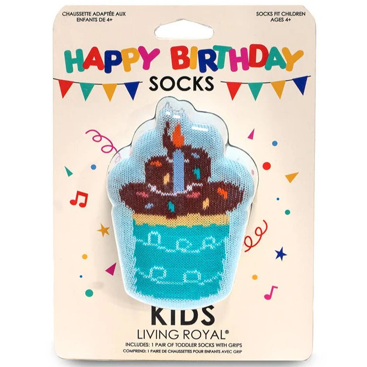 Birthday Cupcake 3D Packaged Kids Crew Socks by Living Royal