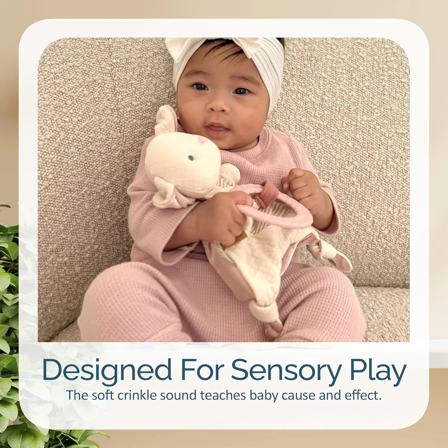 Bitzy Crinkle Sensory Toy with Teether - Bunny by Itzy Ritzy - Image 2