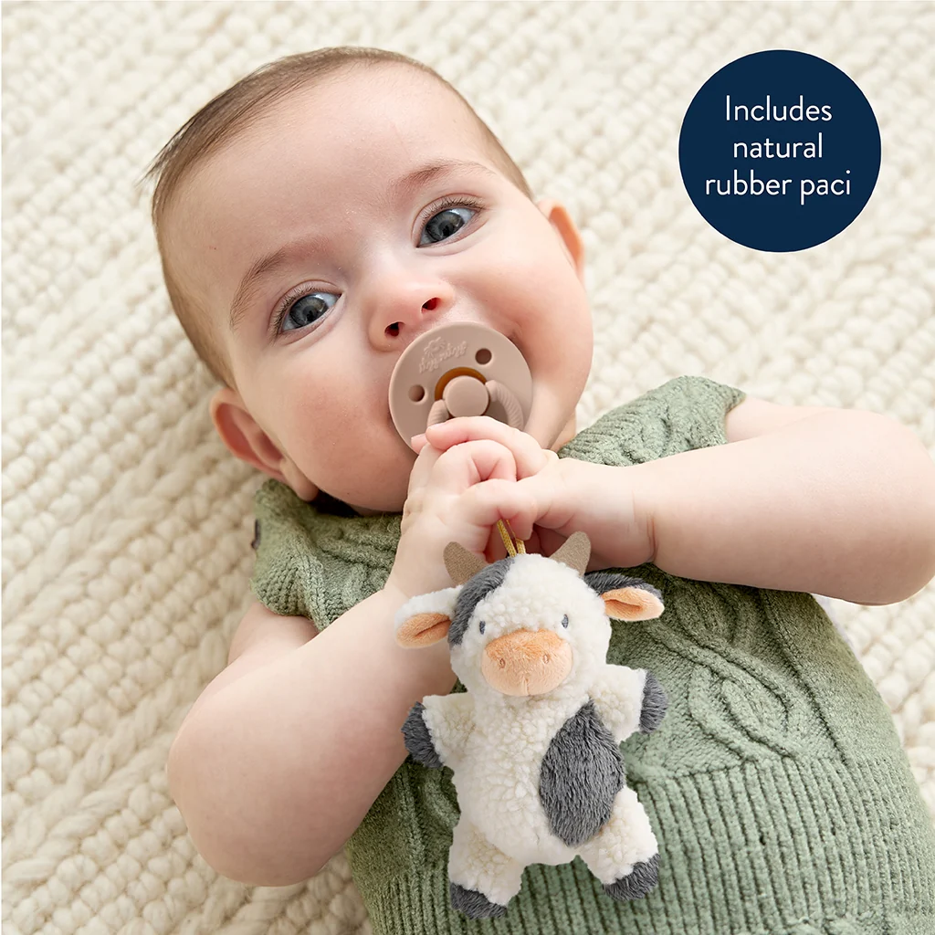 Bitzy Pal Natural Rubber Pacifier & Plush Lovey - Cow by Itzy Ritzy - Image 2