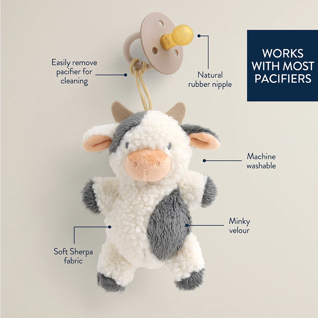 Bitzy Pal Natural Rubber Pacifier & Plush Lovey - Cow by Itzy Ritzy - Image 4