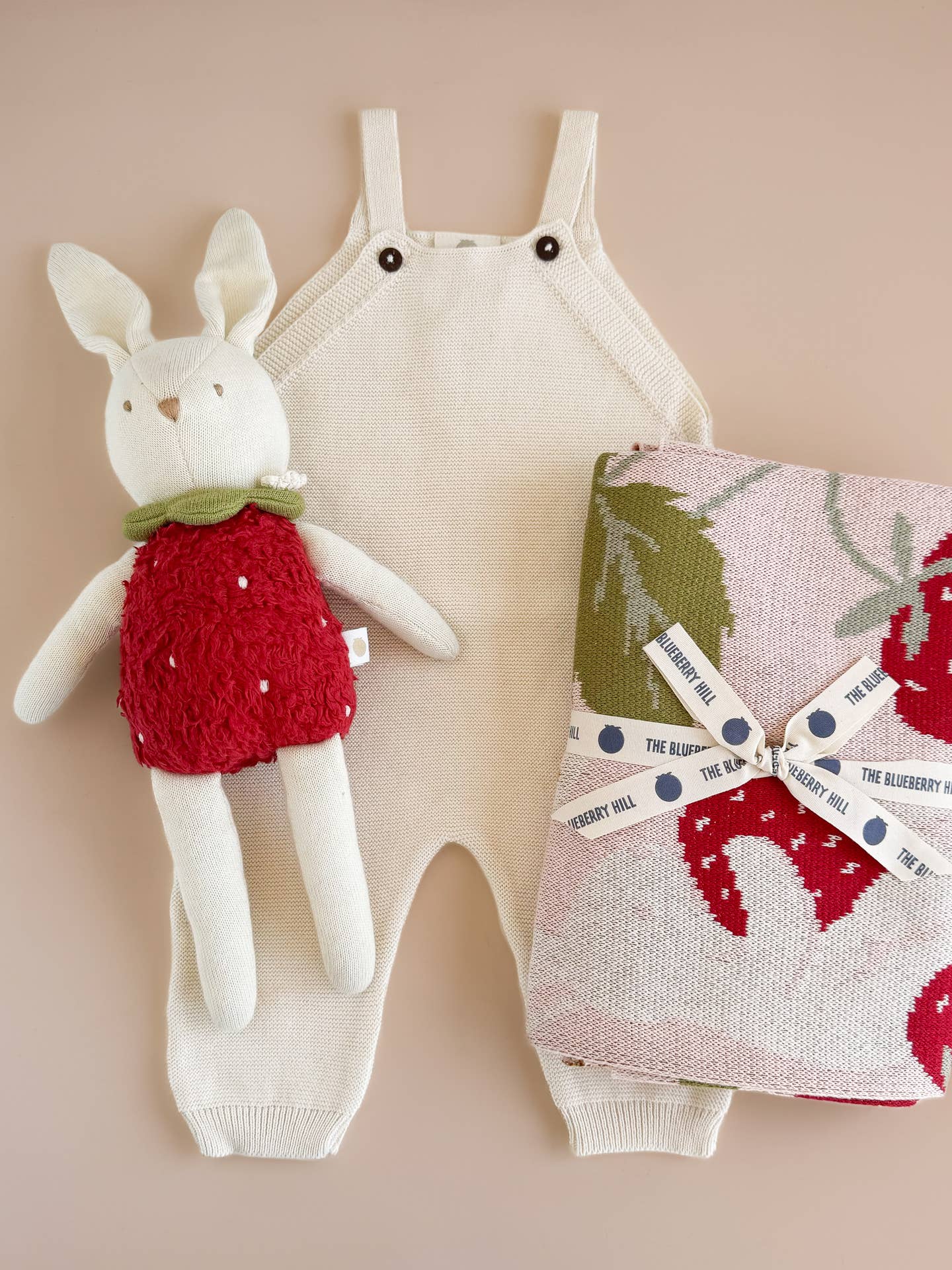 Organic Cotton Blanket - Bunny Strawberry by The Blueberry Hill - Image 4