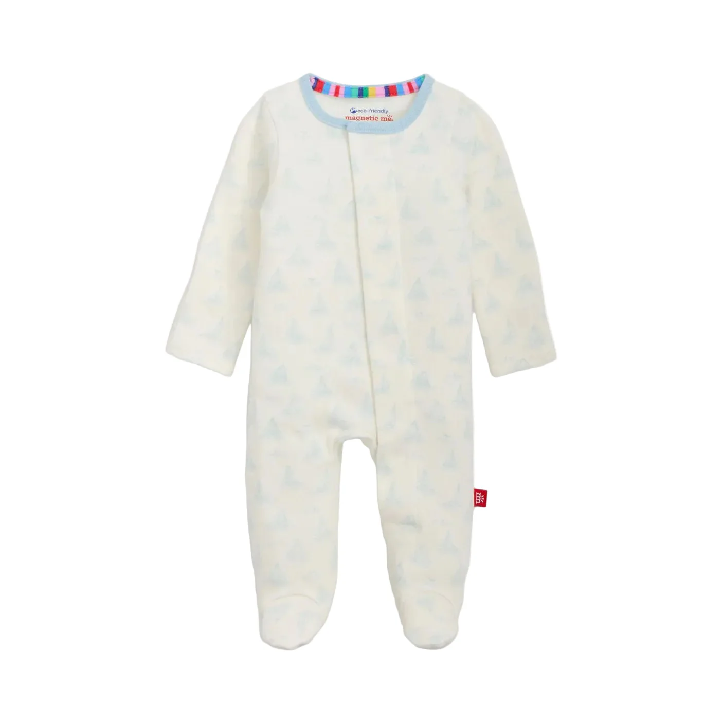 Blue Tiny Tides Organic Cotton Magnetic Footie by Magnetic Me