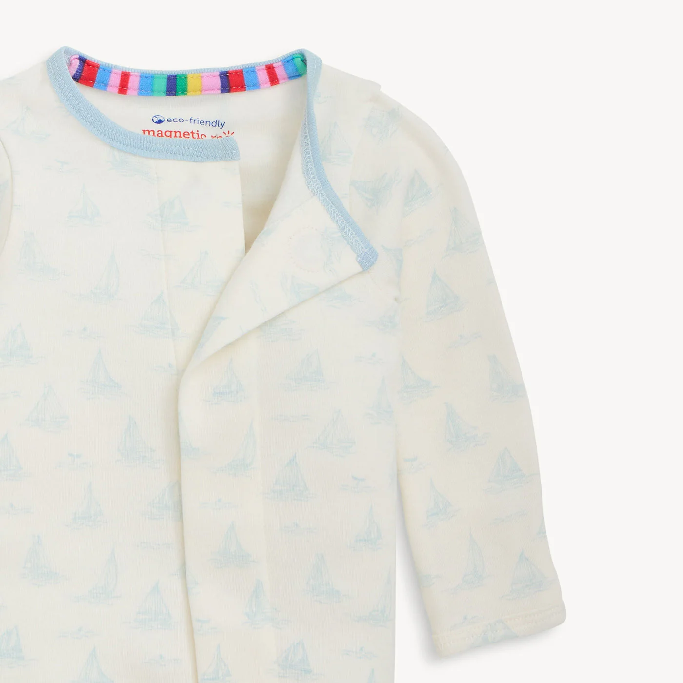 Blue Tiny Tides Organic Cotton Magnetic Footie by Magnetic Me - Image 2